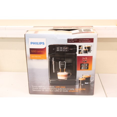 SALE OUT. Philips EP1224/00 Fully automatic coffee machine, 15 bar, 1500 W, Light Gray | Philips Espresso Coffee maker Series 1200 | EP1224/00 | Pump pressure 15 bar | Built-in milk frother | Fully automatic | 1500 W | Light Gray | DAMAGED PACKAGING
