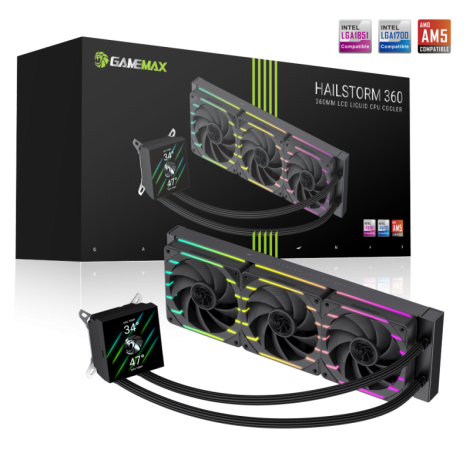 Gamemax | CPU Liquid cooler | HAILSTORM 360 LCD | Black