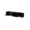 RTV cabinet MARMO 2D1S1K 195x40x47.5 cm black matt/marble black