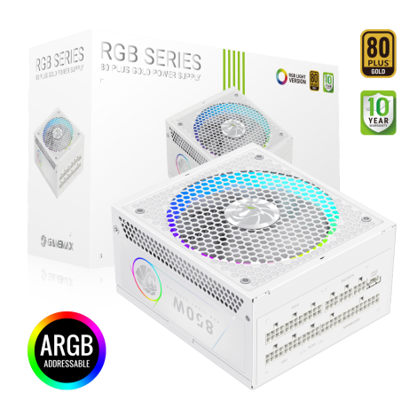 Gamemax PSU | RGB 850G WH | 850 W | Gold | Full Modular | White