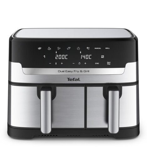 TEFAL Fryer | EY905D10 | Capacity 5.2+3.1 L | Hot air technology | Stainless Steel/Black