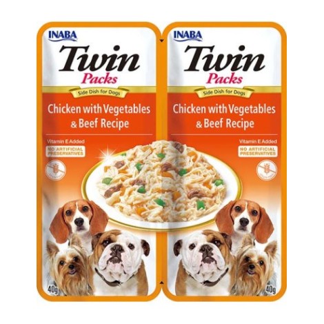 INABA Dog Twin Chicken with Vegetables and Beef in Broth – dog treat – 2x40g