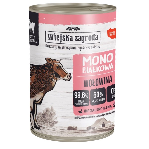 Wiejska Zagroda Monobiałkowa dla kota Wołowina ...