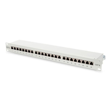 Digitus | Patch Panel | DN-91624S | White | Category: CAT 6; Ports: 24 x RJ45; Retention strength: 7.7 kg; Insertion force: 30N max | 48.2 x 4.4 x 10.9 cm