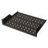 Digitus | 2U Fixed Shelf for Racks | DN-19 TRAY-2-SW | Black | Perfect for storage of components which are not 483 mm (19”) suitable. Slim design which takes space of 2 height units. Easy and quick to mount or dismount. Dimensions 88x482x349 mm, up to 25 