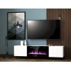 RTV cabinet PAFOS EF with electric fireplace 180x42x49 cm white matt