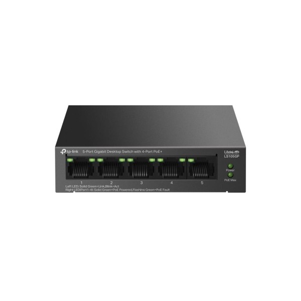 Switch|TP-LINK|LS105GP|Desktop/pedestal|5x10Base-T / 100Base-TX / 1000Base-T|PoE+ ports ...