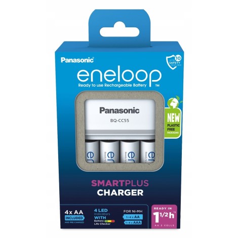 ŁADOWARKA PANASONIC SMARTPLUS + 4x AA ENELOOP 2000 mAh