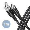AXAGON BUCM-AM10AB HQ cable USB-C <-> USB-A, 1m, USB 2.0, 3A, ALU, braid, black