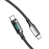 Vention Cotton Braided USB 2.0 C Male to C Male 5A Cable With LED Display 1.2M Black Zinc Alloy Type