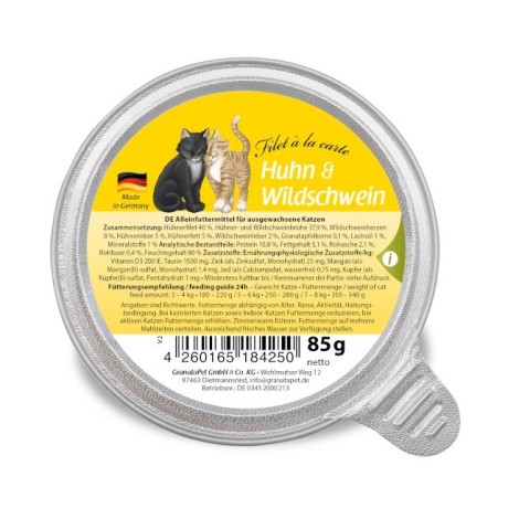 GRANATAPET Filet á la carte Chicken with wild boar - wet cat food - 85g