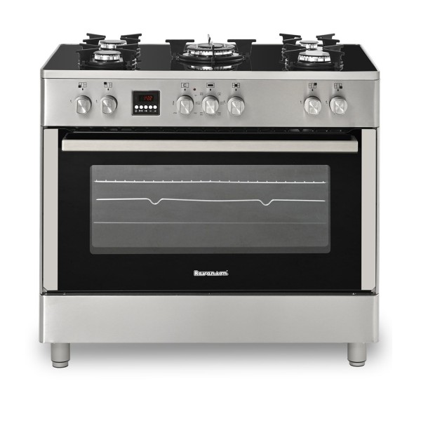 Ravanson KWGE-K90 Glass Inox gas-electric cooker