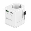 Gembird TPA-EU1A1C20-01-W Grounded universal travel power adapter, 20 W, white | Gembird