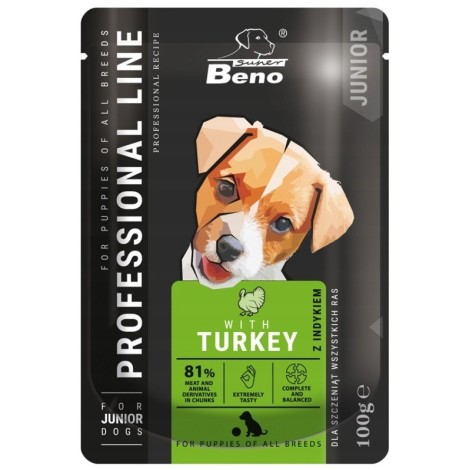 SUPER BENO Junior Turkey - wet dog food - 100 g