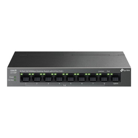 TP-LINK | 9-Port 10/100 Mbps Desktop Switch with 8-Port PoE+ | LS109P | Unmanaged | Desktop | 10/100 Mbps (RJ-45) ports quantity 9