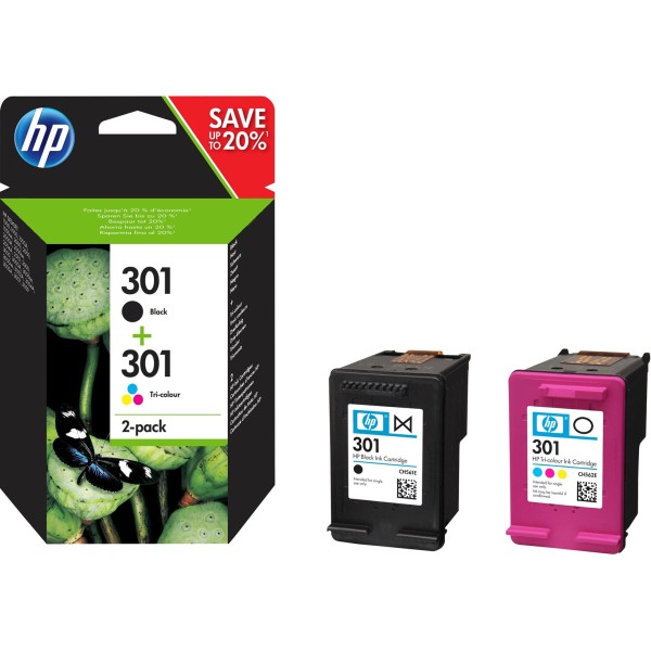 HP 301 2-pack Black/Tri-color Original Ink ...