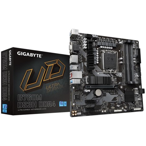 Mainboard|GIGABYTE|Intel B760 Express|LGA1700|Micro-ATX|Memory DDR4|Memory slots 4|2xPCI-Express 3.0 1x|1xPCI-Express 4.0 16x|2xM.2|1x15pin D-sub|1xHDMI|2xDisplayPort|2xUSB 2.0|3xUSB 3.2|1xUSB-C|1xPS/2|1xRJ45|3xAudio port|B760MDS3HDDR4