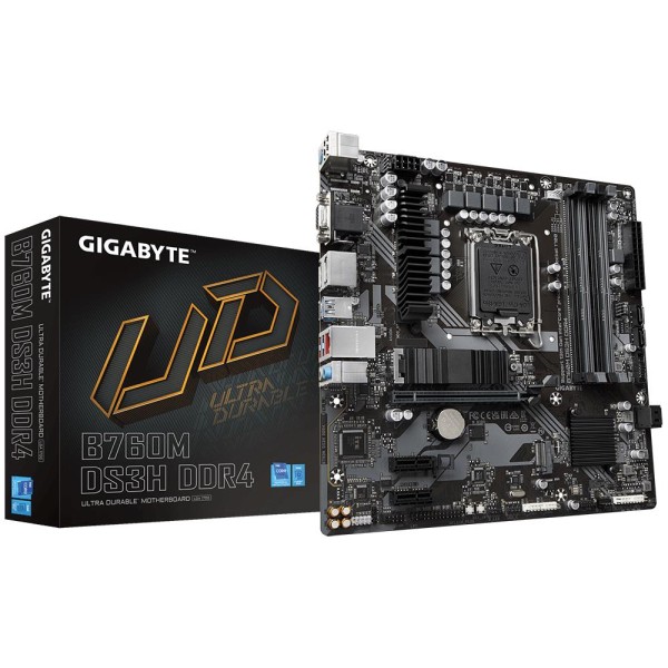 Mainboard|GIGABYTE|Intel B760 Express|LGA1700|Micro-ATX|Memory DDR4|Memory slots 4|2xPCI-Express ...