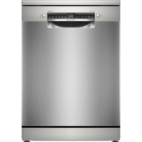 Dishwasher | SMS4EMI06E | Free standing | Width 60 cm | Number of place settings 14 | Number of programs 6 | Energy efficiency class B | Display | AquaStop function | Silver inox