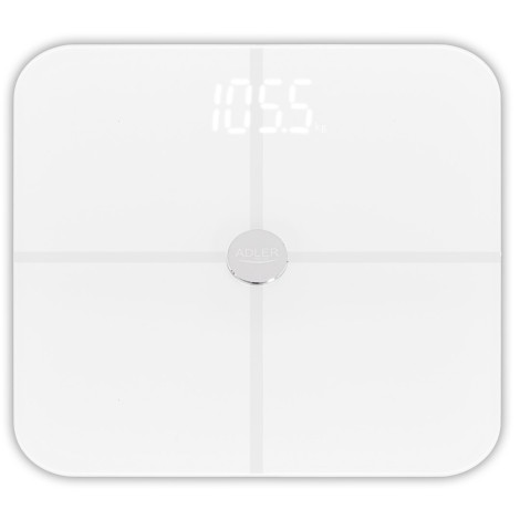 Adler Smart Bathroom Scale | AD 8187 | Maximum weight (capacity) 180 kg | Accuracy 100 g | Body Mass Index (BMI) measuring | White