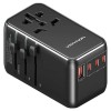 Uniwersalny adapter podróżny z ładowarką Vention 100W GaN 1x USB-A 3x USB-C czarny