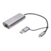 Digitus USB Type-C Gigabit Ethernet Adapter 2.5G, USB-C + USB A (USB3.1/3.0) | DN-3028 | USB3.0/USB C 3.1 to 2.5G Ethernet Adapter