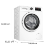 Bosch | Washing Machine | WAU28PI0SN | Energy efficiency class A | Front loading | Washing capacity 9 kg | 1400 RPM | Depth 63 cm | Width 60 cm | Display | LED | Direct drive | Wi-Fi | White