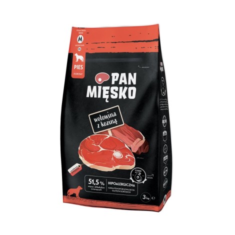Pan Mięsko Wołowina z koziną karma sucha dla psa 3kg