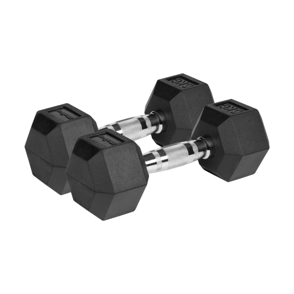 REBEL ACTIVE Rubber-coated cast iron dumbbells ...