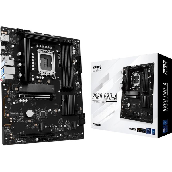 Mainboard|ASROCK|Intel B860 Express|LGA1851|ATX|Memory DDR5|Memory slots 4|1xHDMI|1xDisplayPort|1xAudio-In|1xAudio-Out|1xMicrophone|2xUSB ...