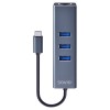 Savio AK-57 USB-C - 3 x USB-A HUB with RJ-45 Gigabit Ethernet adapter, 5000 Mbit/s, grey