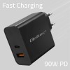 Qoltec 52381 Super Quick PD charger | 1xUSB-C | 1xUSB| 90W | 5-20V | 2.4-4.35A | Black