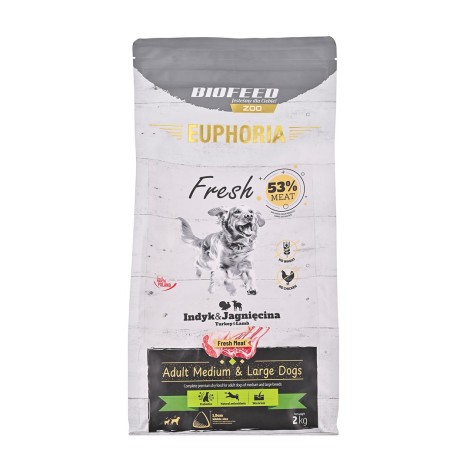 BIOFEED Euphoria Fresh Meat Indyk/Jagnię M/L 2kg