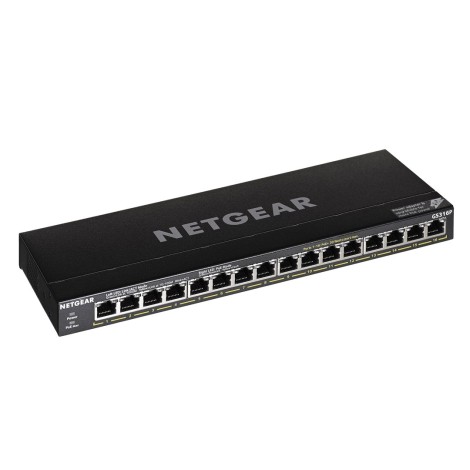 NETGEAR GS316P Unmanaged Gigabit Ethernet (10/100/1000) Power over Ethernet (PoE) Black