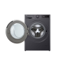 LG | Washing machine with dryer | F4DR510S2M | Energy efficiency class A | Front loading | Washing capacity 10 kg | 1400 RPM | Depth 56.5 cm | Width 60 cm | Display | LED | Drying system | Drying capacity 6 kg | Steam function | Direct drive | Middle Blac