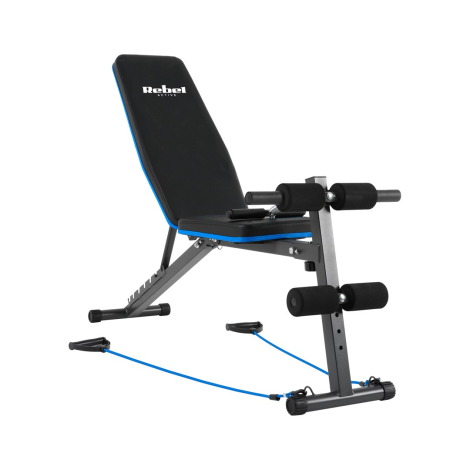 REBEL ACTIVE Inclined training bench with leg locks and elastic bands
