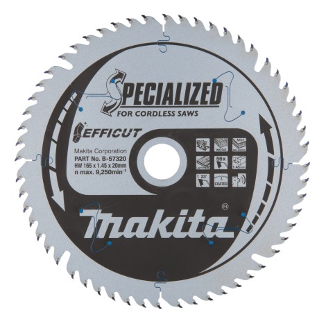 Medžio pjovimo diskas MAKITA Efficut 165x20x2,0 56T | Makita