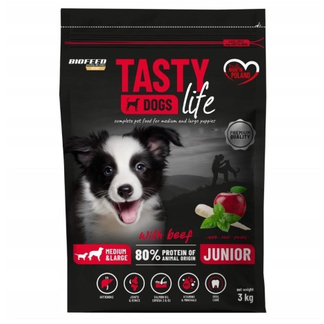 BIOFEED Tasty Life Junior medium and large Beef - dry dog ​​food - 3kg