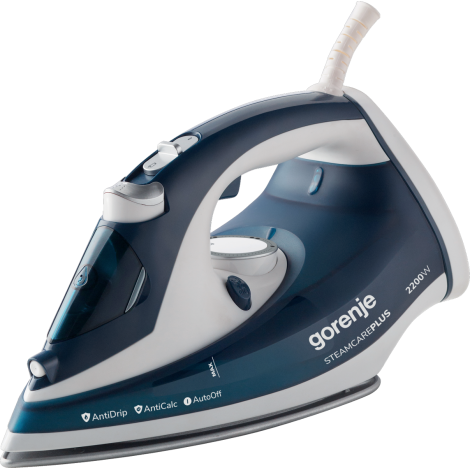 Gorenje | Steam Iron | SIH2200TQC | Steam Iron | 2200 W | Water tank capacity 300 ml | Continuous steam 30 g/min | Steam boost performance 90 g/min | Blue/White