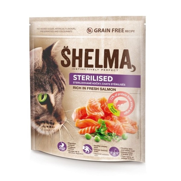 SHELMA Sterilised Salmon - dry cat ...
