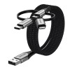 Vention USB 2.0 A Male to 3-in-1 Micro-B&USB-C&Lightning Male Cable 1M Gray Aluminum Alloy Type