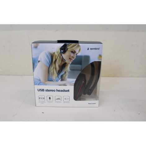 SALE OUT. Gembird MHS-U-001 USB headphones, glossy black | Gembird MHS-U-001 USB headphones | Built-in microphone | USB Type-A | Glossy black | DAMAGED PACKAGING, SCRATCHES SMALL  ON SIDES