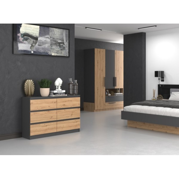 Topeshop M6 120 ANTRACYT/ART chest of ...