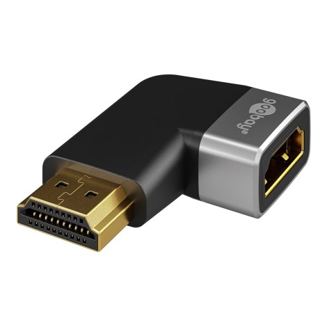 Goobay 72012 HDMI™ Angled Adapter 270° Horizontal, 8K @ 60 Hz, Gold-Plated, Black, Silver