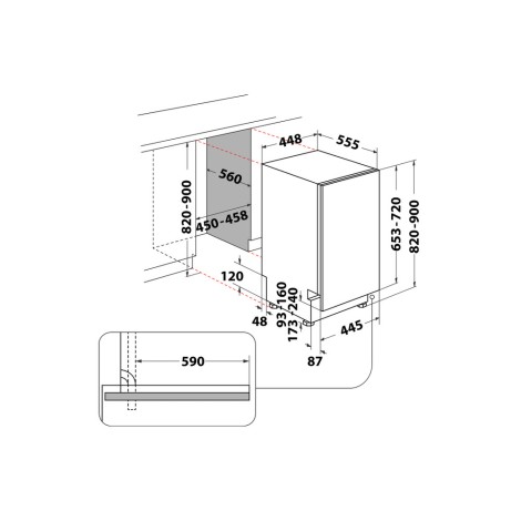 Whirlpool WH6IC11BS7LA0 Dishwasher, Built-in, C, Width 45 cm, 9 place settings, Black