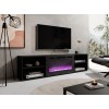 RTV cabinet POLO 200x33x50.5 black + fireplace black