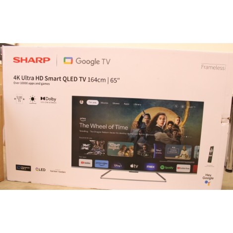 Sharp | 65GP7265E | 65 | Smart TV | Google TV | UHD | DAMAGED PACKAGING, THE FRAME IS DAMAGED ON THE LEFT SIDE