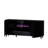 PAFOS chest of drawers with electric fireplace 180x42x82 cm matte black