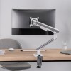 Ergo Office ER-751 Monitor Desk Mount Gas Spring 9kg Adjustable VESA 75x75 100x100 17" - 32" White Silver Clamp Mount Single Arm LED LCD QLED OLED