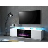 RTV EVA cabinet with electric fireplace 180x40x52 cm white/gloss white